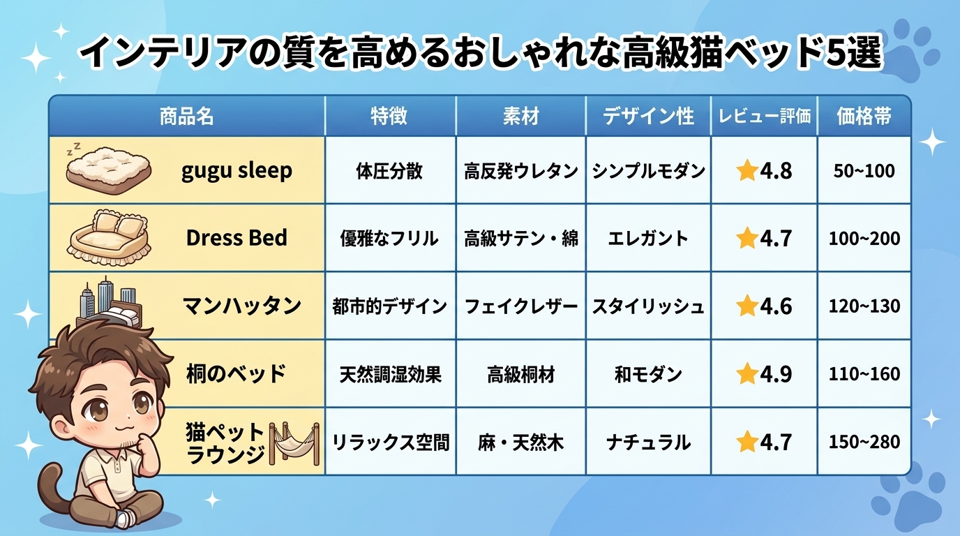 インテリアの質を高めるおしゃれな高級猫ベッド5選